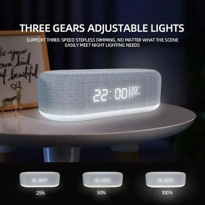 Wireless Charging Alarm Clock – LED Night Light & Thermometer