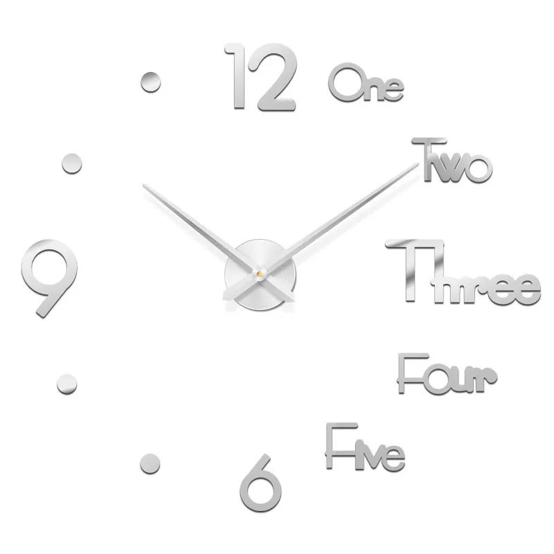 Large Roman Numeral Acrylic Mirror Wall Clock – DIY 3D Sticker