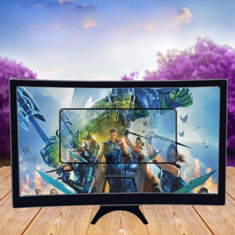 12" Curved Phone Screen Magnifier – 3D HD Video Amplifier