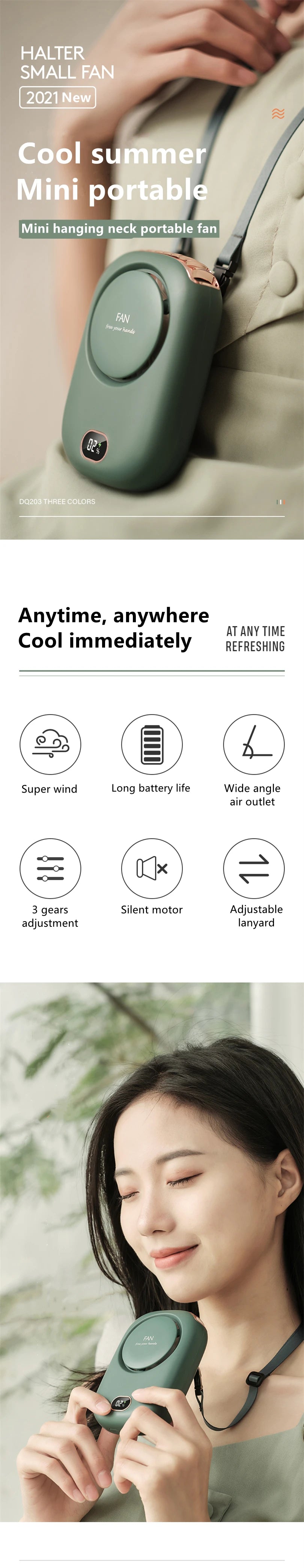 Bladeless Neck Fan – USB Rechargeable, 3 Speeds, Hands-Free Cooling