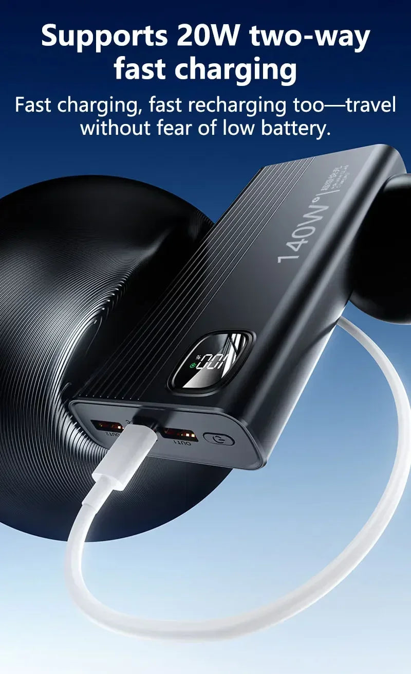 Lenovo 500000mAh 140W Power Bank Super Fast Charging Portable Powerbank External Battery Charger For Xiaomi iPhone 2026 NEW