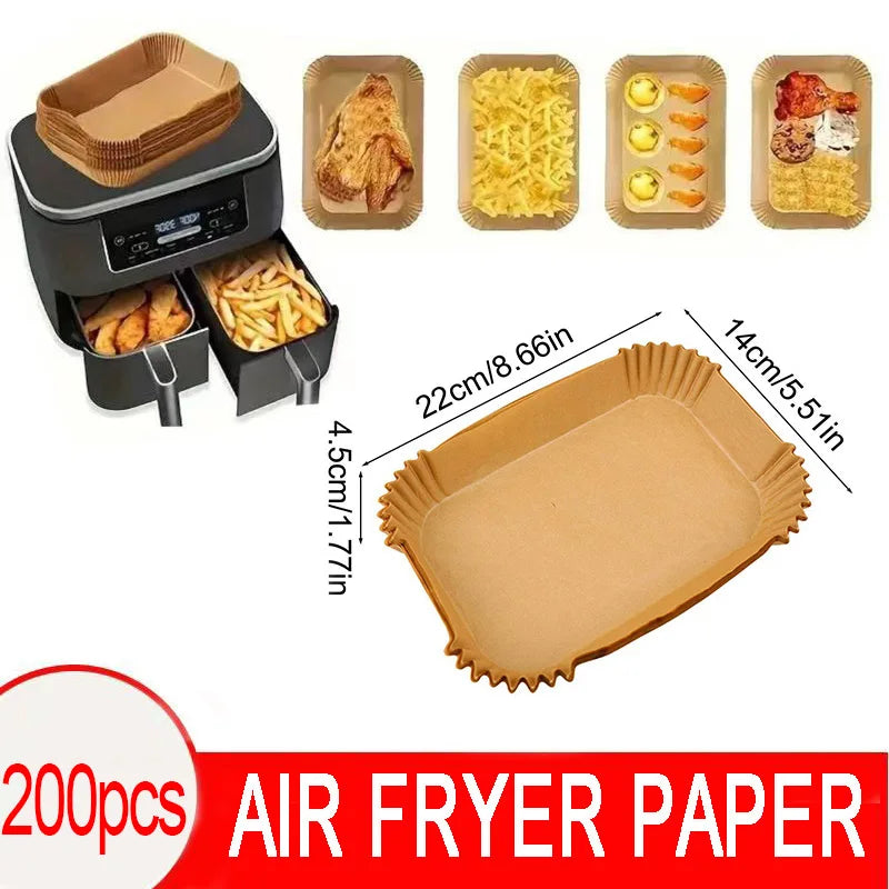 Air Fryer Disposable Paper Liners – Square & Round, Non-Stick Parchment (50–300 pcs)