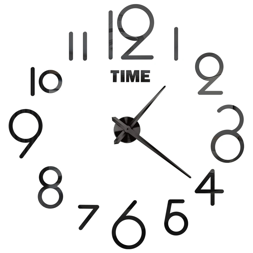 Large Roman Numeral Acrylic Mirror Wall Clock – DIY 3D Sticker