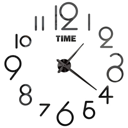 Large Roman Numeral Acrylic Mirror Wall Clock – DIY 3D Sticker
