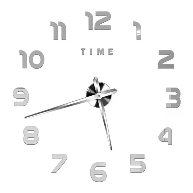Large Roman Numeral Acrylic Mirror Wall Clock – DIY 3D Sticker