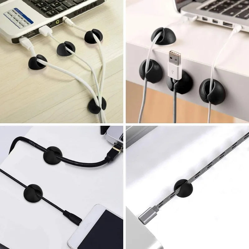 20/10PCS Self-adhesive Wire Fixer Cable Organizers Cable Holder Silicone Data Lines Desktop Management Compatible Clips Stickers