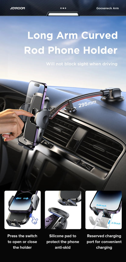 Joyroom 360° Car Phone Holder Mount – Dashboard, Air Vent & Curved Rod (JR-ZS259)