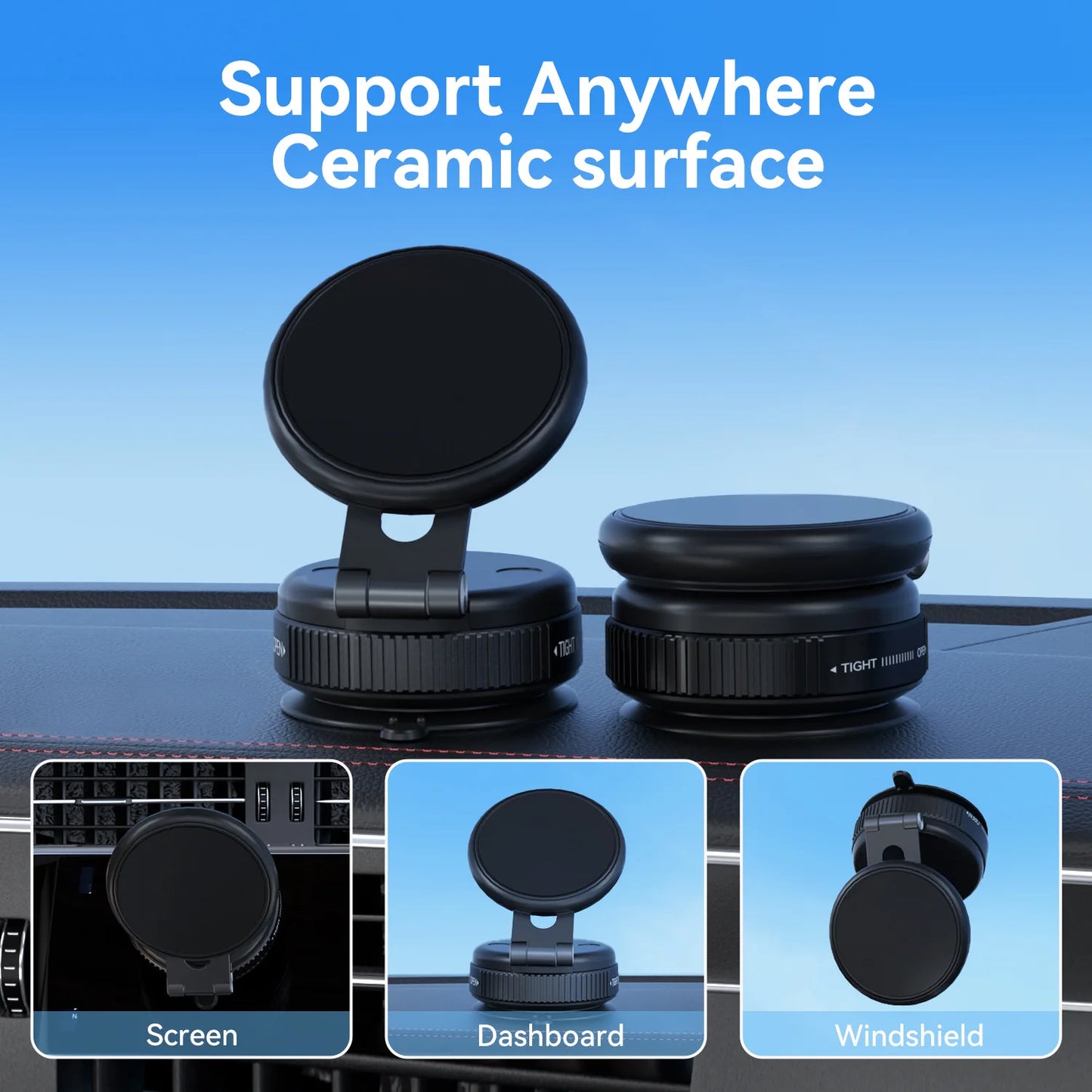 Magnetic Dashboard Phone Holder – Foldable & Extendable with Vacuum Suction