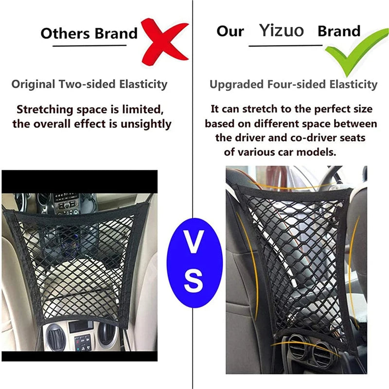 Car Seat Gap Storage Net Bag – Elastic Mesh Organiser & Pet Barrier