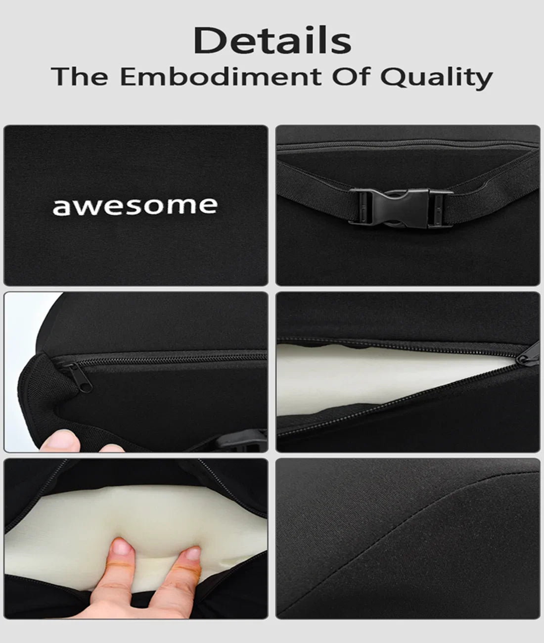 Memory Foam Car Lumbar & Neck Pillow – Universal Back Support Cushion