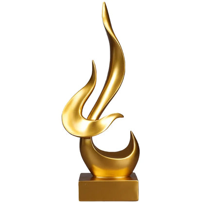 Abstract Flame Bird Sculpture – Resin Desk & Shelf Ornament