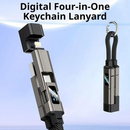 4-in-1 Keychain Charging Cable with LED Display – USB-C Fast Charge