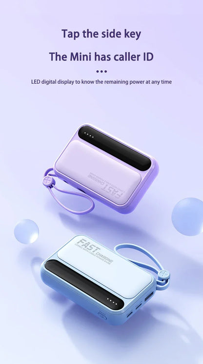 2026 500000mAh 4-in-1 Power Bank With Large Capacity Built-in Cable Digital Display Light Portable And Multifunctional Battery