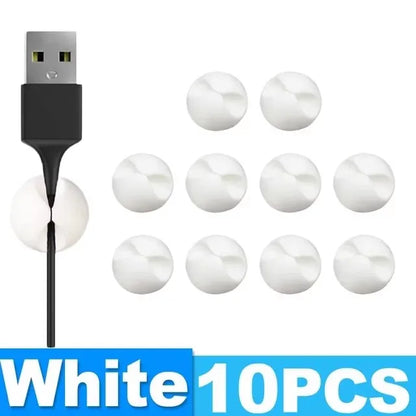 20/10PCS Self-adhesive Wire Fixer Cable Organizers Cable Holder Silicone Data Lines Desktop Management Compatible Clips Stickers