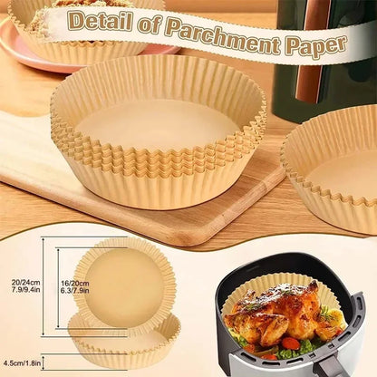 Air Fryer Disposable Paper Liners – Square & Round, Non-Stick Parchment (50–300 pcs)