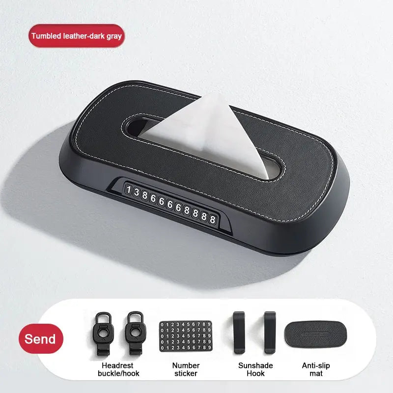 Leather Car Tissue Box – Sun Visor & Seat-Back Holder