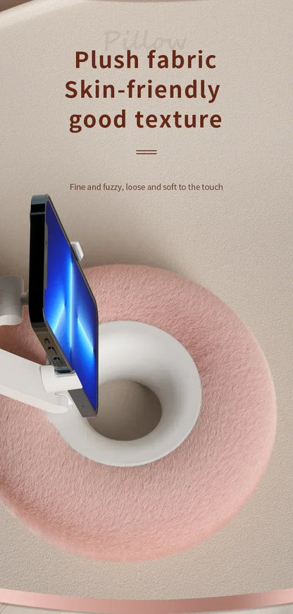 1PCS Desktop Pink Pillow Phone Holder Stand Adjustable Long Arm Smartphone Mount For iPhone 17 16 15 14 13 12 Samsung Xiaomi