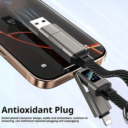 4-in-1 Keychain Charging Cable with LED Display – USB-C Fast Charge