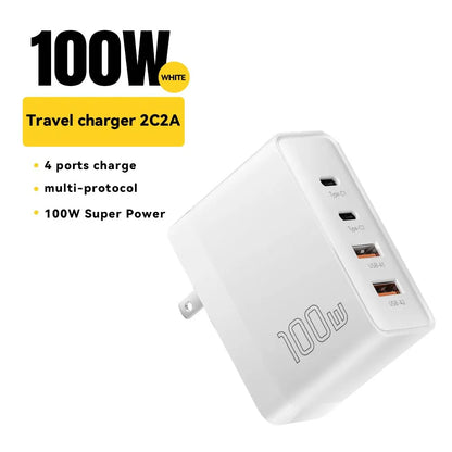 Essager 100W GaN Travel Charger – 3x USB-C & 1x USB-A Fast Charging