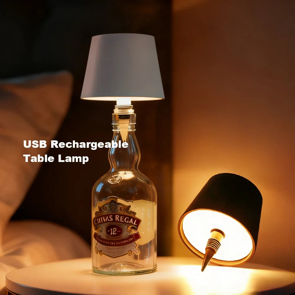 LED Wine Bottle Lamp – USB Rechargeable Ambient Table Light