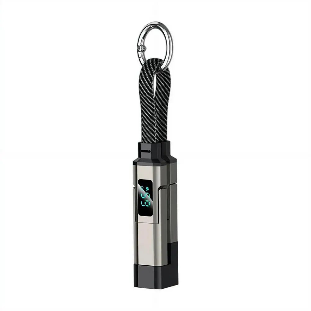 4-in-1 Keychain Charging Cable with LED Display – USB-C Fast Charge