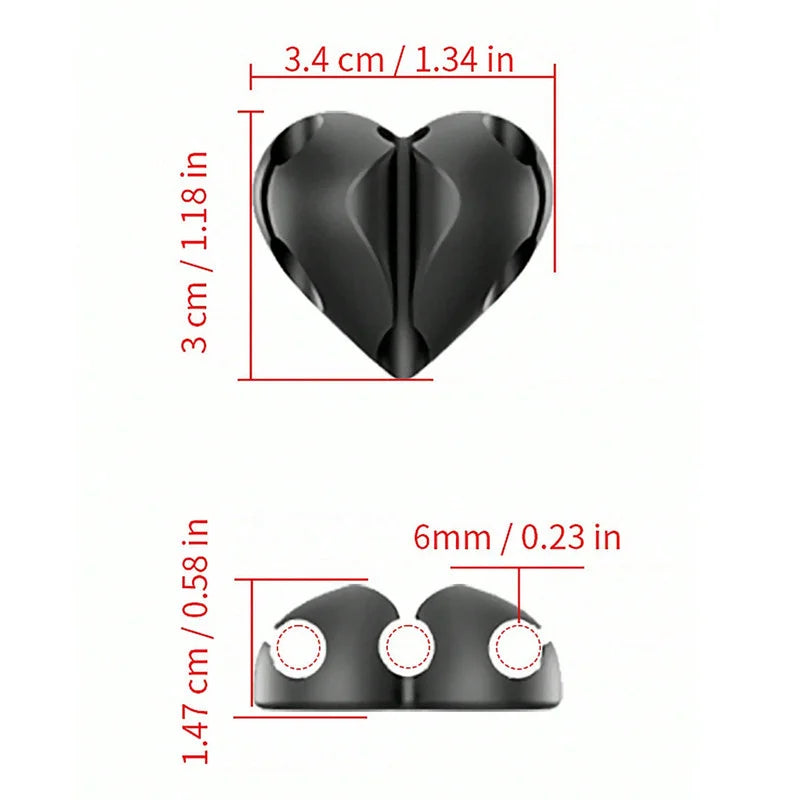 Heart-Shaped Cable Winder & Clip – Cord Organiser (2/4 Pack)
