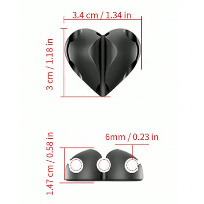 Heart-Shaped Cable Winder & Clip – Cord Organiser (2/4 Pack)
