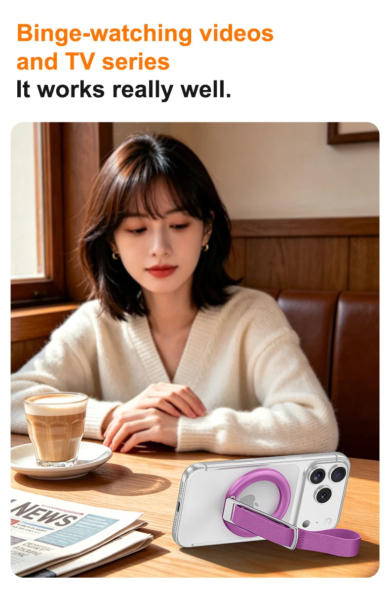 Magnetic Wrist Strap Phone Holder with 360° Ring Stand
