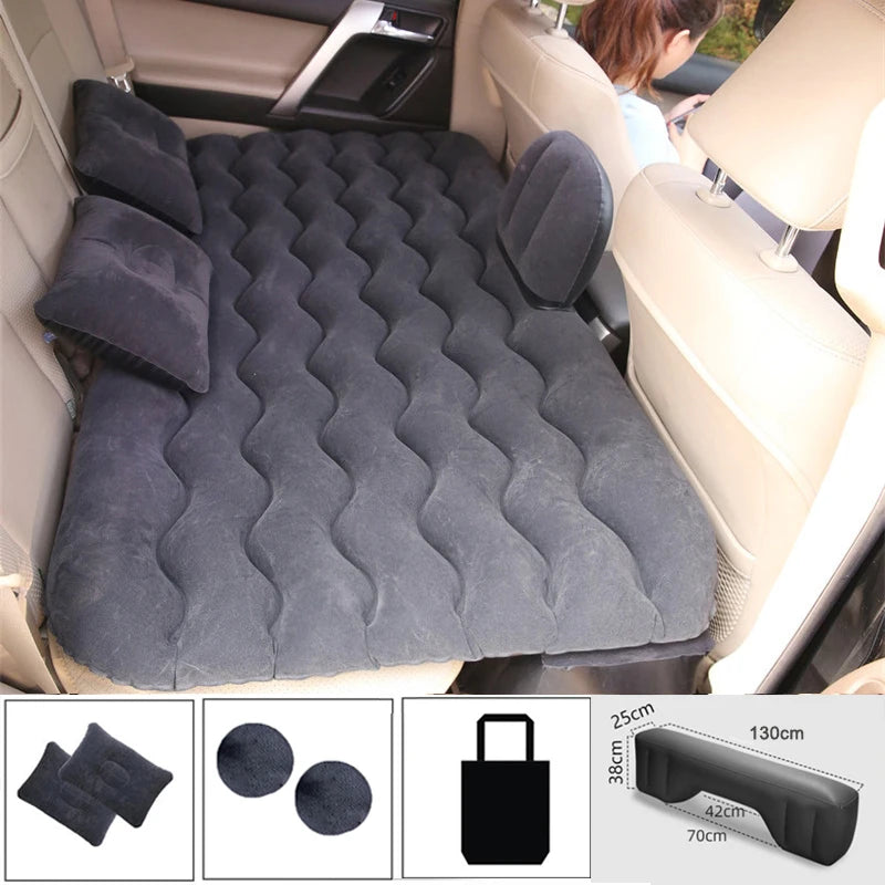 Car Inflatable Travel Mattress Bed – Back Seat Sleeping Mat with Pillows