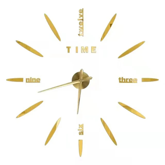 Large Roman Numeral Acrylic Mirror Wall Clock – DIY 3D Sticker