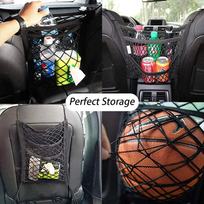 Car Seat Gap Storage Net Bag – Elastic Mesh Organiser & Pet Barrier