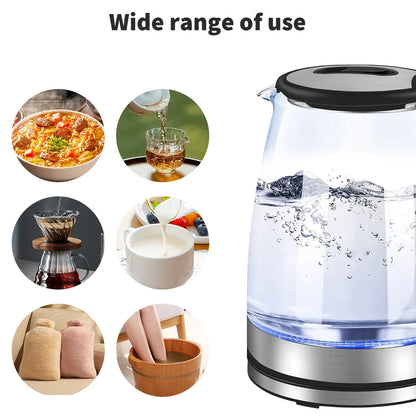 2L Glass Electric Kettle with Auto Shut-Off – Fast Boil, UK Plug