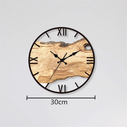 Acrylic Wood Grain Wall Clock – 30cm Silent Quartz Round Clock
