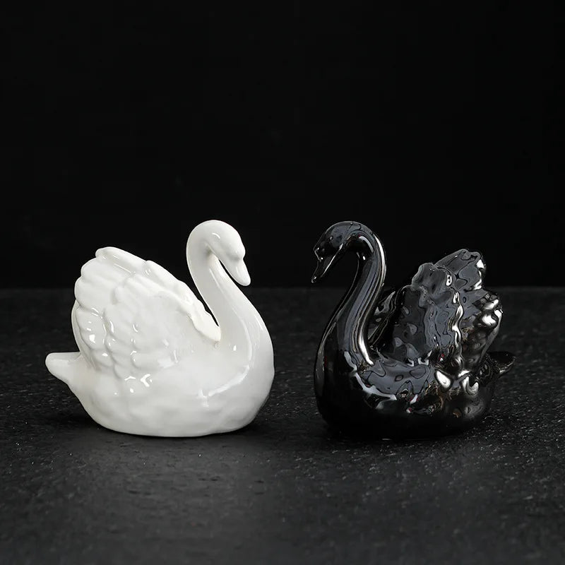 Ceramic Swan Ornament – Luxury Home Décor Sculpture