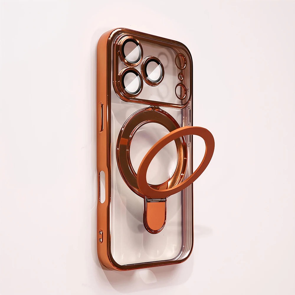 Luxury Plating Magnetic Bracket Phone Case For iPhones