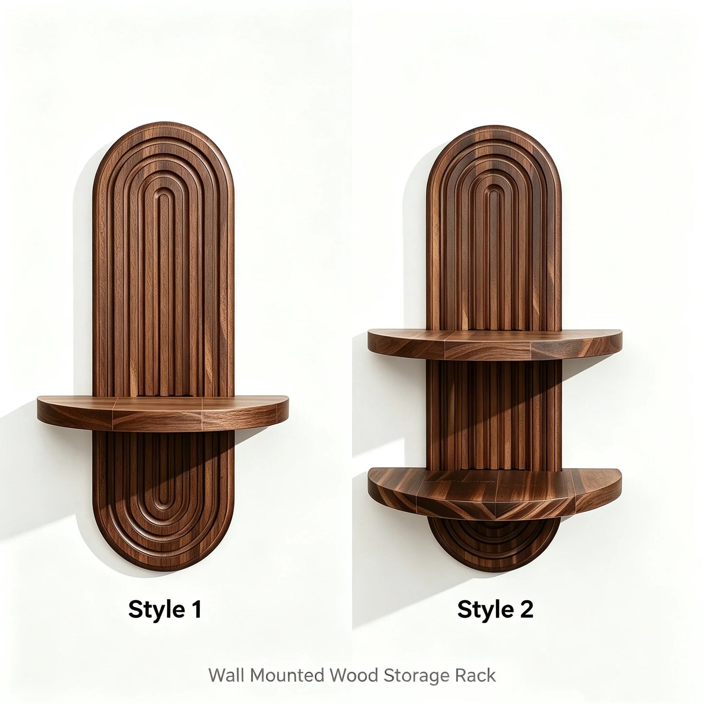 Boho Geometric Wooden Wall Shelf – Natural Wood Floating Shelf