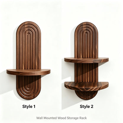 Boho Geometric Wooden Wall Shelf – Natural Wood Floating Shelf