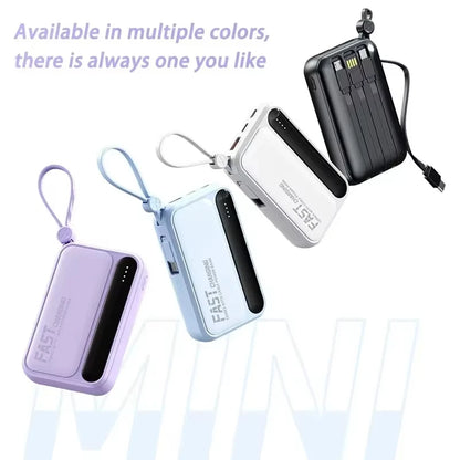 2026 500000mAh 4-in-1 Power Bank With Large Capacity Built-in Cable Digital Display Light Portable And Multifunctional Battery