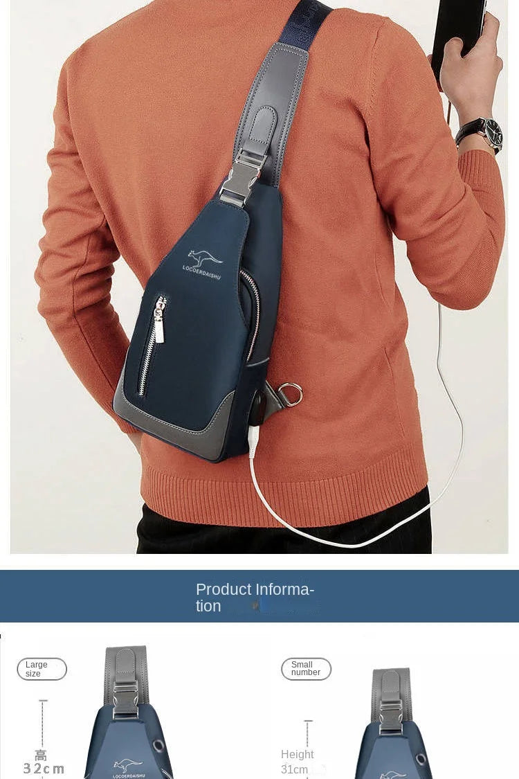 Men's Chest Bag New Fashion Korean Style Casual Sports Water Proof Oxford Chest Crossbody Bags for Men Shoulder Messenger Bag