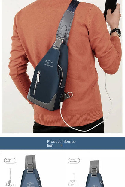Men's Chest Bag New Fashion Korean Style Casual Sports Water Proof Oxford Chest Crossbody Bags for Men Shoulder Messenger Bag