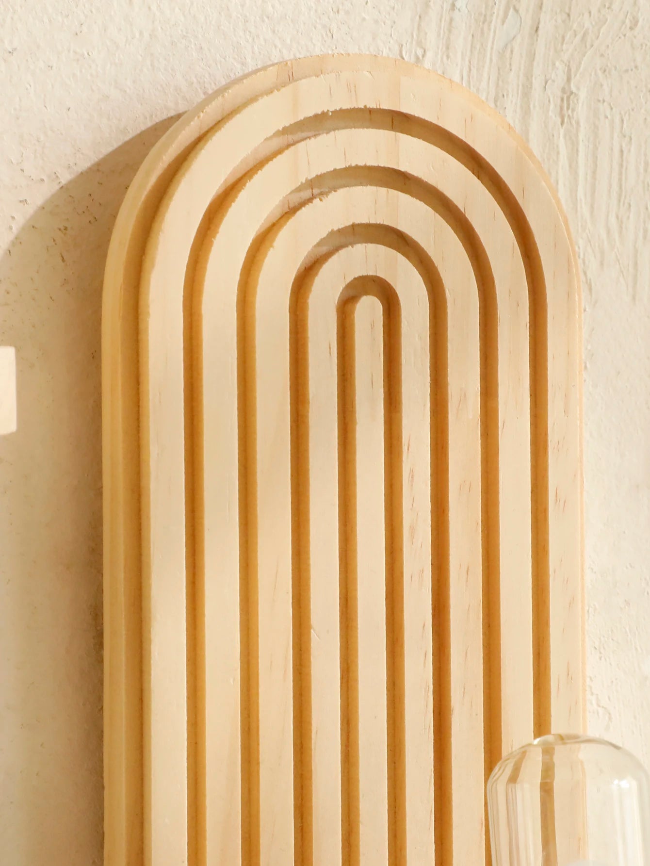 Boho Geometric Wooden Wall Shelf – Natural Wood Floating Shelf