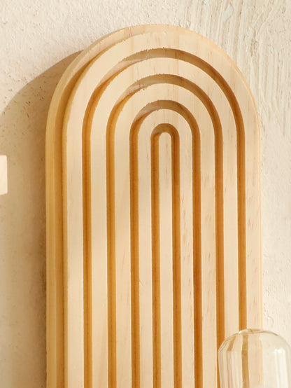 Boho Geometric Wooden Wall Shelf – Natural Wood Floating Shelf