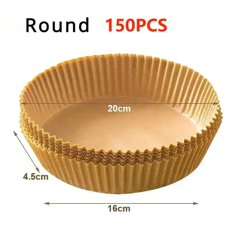 Air Fryer Disposable Paper Liners – Square & Round, Non-Stick Parchment (50–300 pcs)