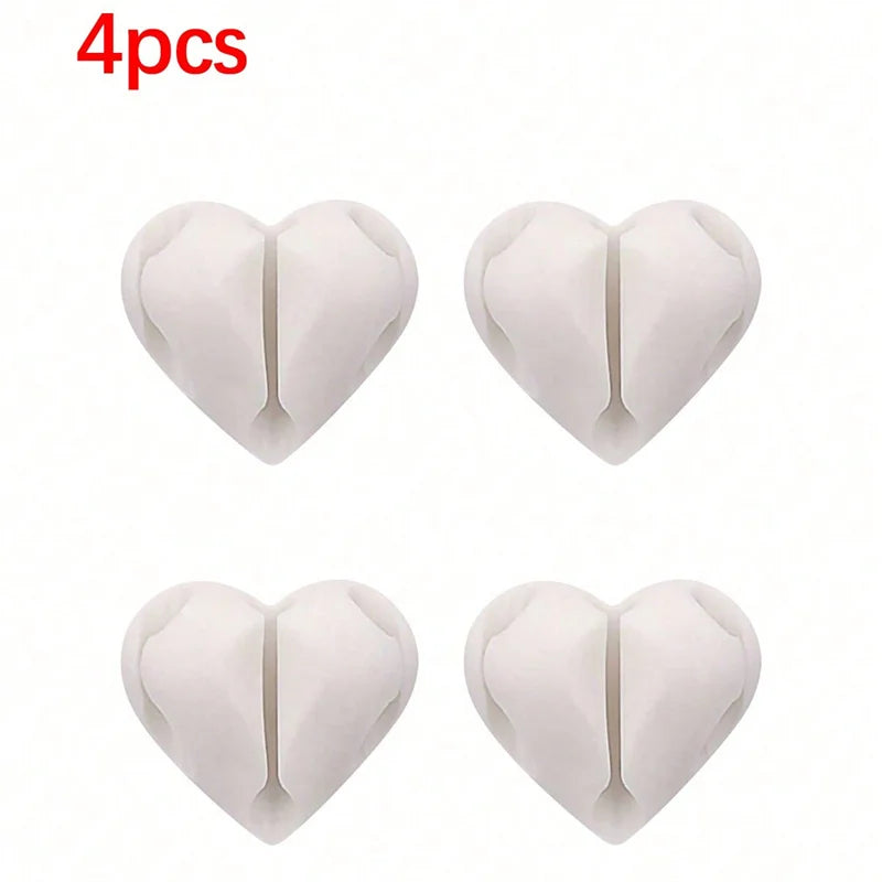 Heart-Shaped Cable Winder & Clip – Cord Organiser (2/4 Pack)