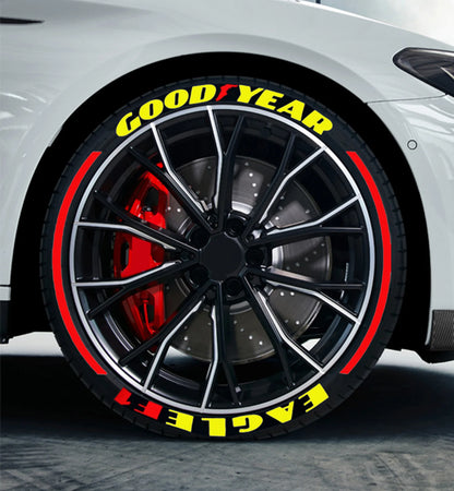 3D Car Tyre Lettering Stickers – Universal Wheel Decals (Set for 4 Tyres)