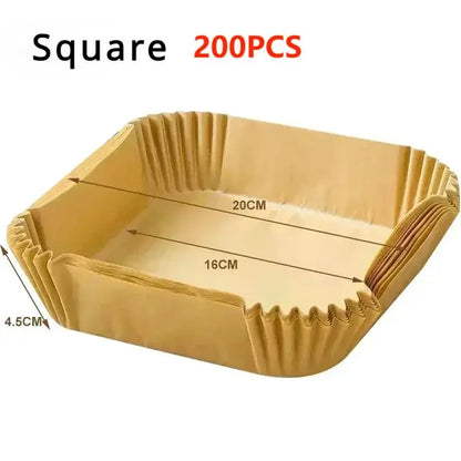Air Fryer Disposable Paper Liners – Square & Round, Non-Stick Parchment (50–300 pcs)