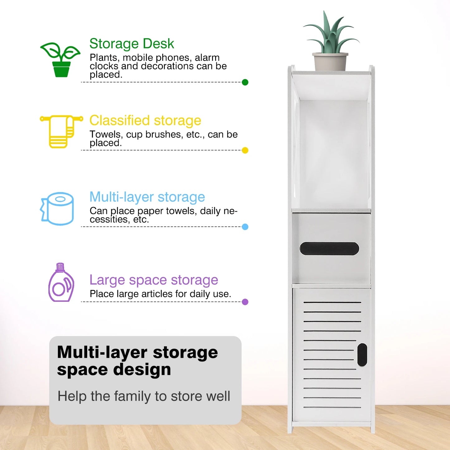 3-Tier Freestanding Bathroom Storage Cabinet – Waterproof PVC