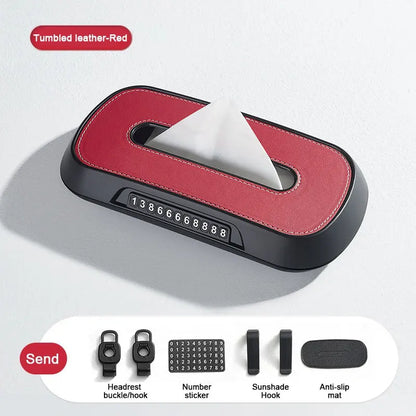 Leather Car Tissue Box – Sun Visor & Seat-Back Holder