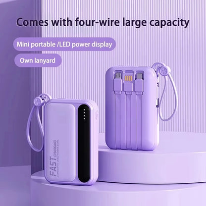 2026 500000mAh 4-in-1 Power Bank With Large Capacity Built-in Cable Digital Display Light Portable And Multifunctional Battery