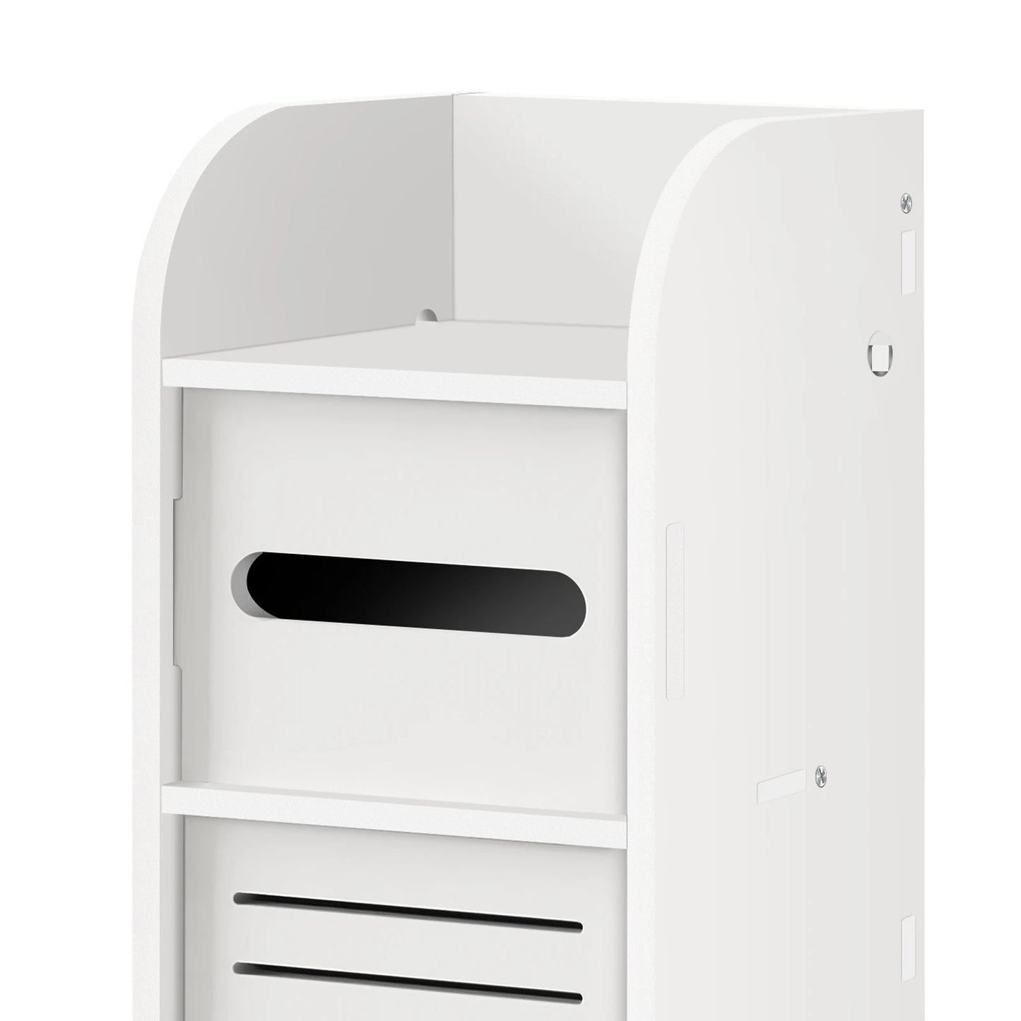 Bathroom Cabinet Unit with Door and Toilet Paper Holder, PVC Material, Slim, Floor Standing, Easy to Assemble, 80x15x17cm